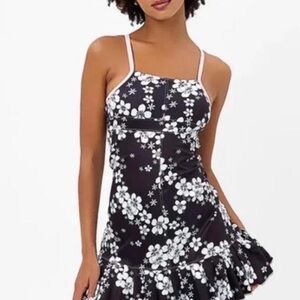 Frankie's Bikinis Black and White Floral Mini Dress
